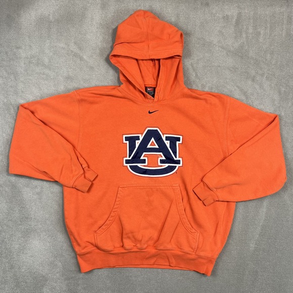 Nike Y2K Auburn Tigers Hoodie Medium Orange Cotton Center Swoosh Collegiate — photo 2